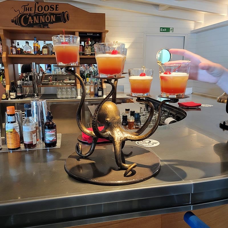 Shocktapus drink in Loose Cannon on Virgin Voyages 